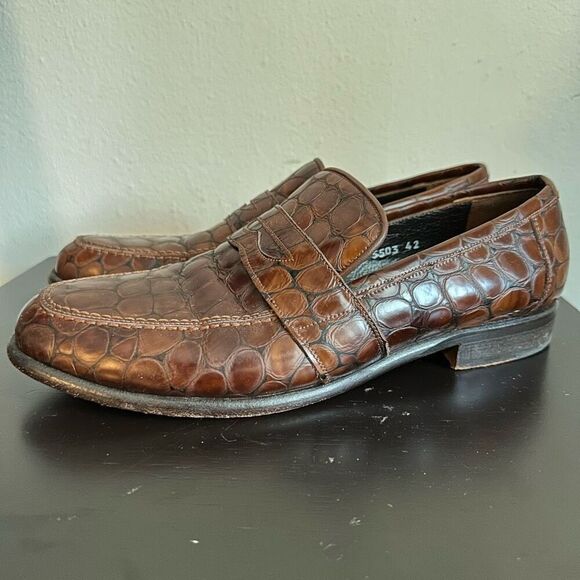 Zilli‎ Mens Brown Leather Shoes Hand Made in Italy size 42 main image 4